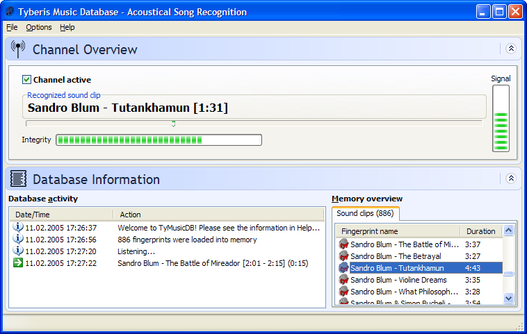 Tyberis Music Database Screenshot